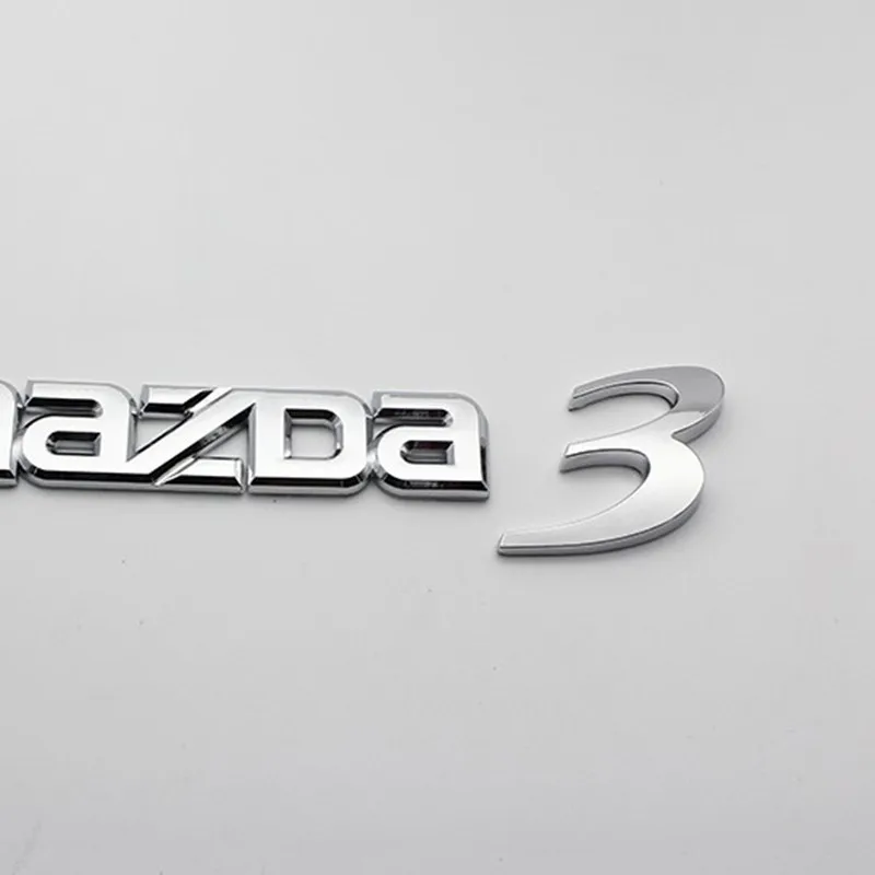 

1 шт., 3D Серебристые хромированные буквы и цифры для Mazda 3 6, наклейка на задний багажник, фотозначок, наклейка