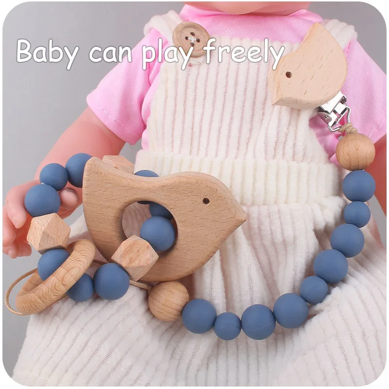 Chaines de poussette en perles bois et silicone sans BPA – Babyzus