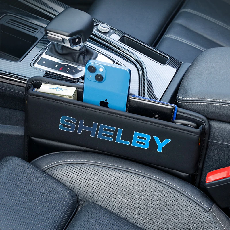 

For Ford Mustang GT SHELBY Car Seat Gap Crevice Organizer Leather Storage Box Car Accessories