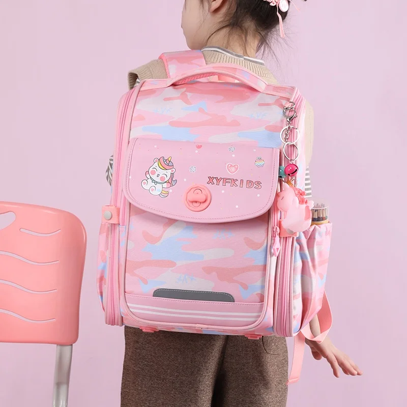 ANJI 2023 Waterproof Backpacks For Elementary School Girls Orthopedic School Bagpack Unicorn Horizontal/Vertical Styles