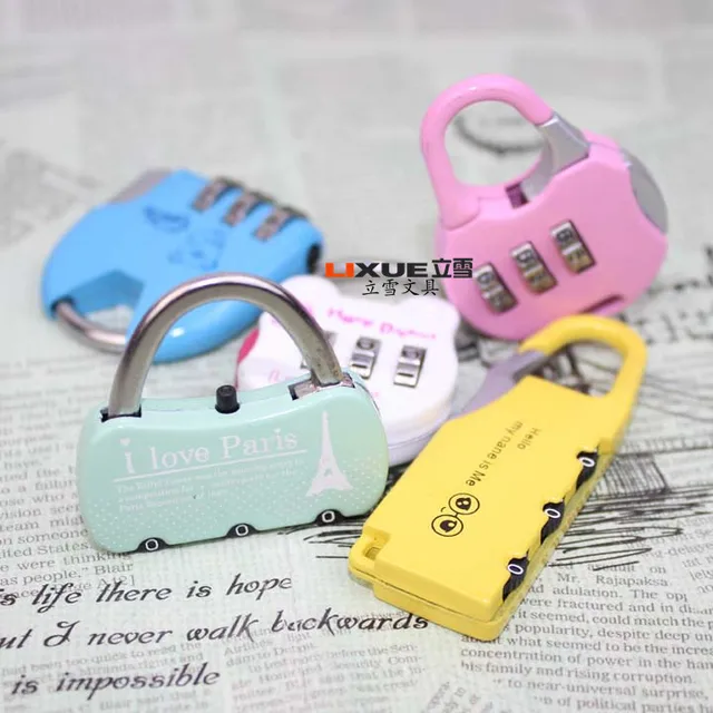 Children's Password Lock Security 3 Number Digit Password Random Combination Luggage Lock Gym Wardrobe Drawer Lock Lock 6