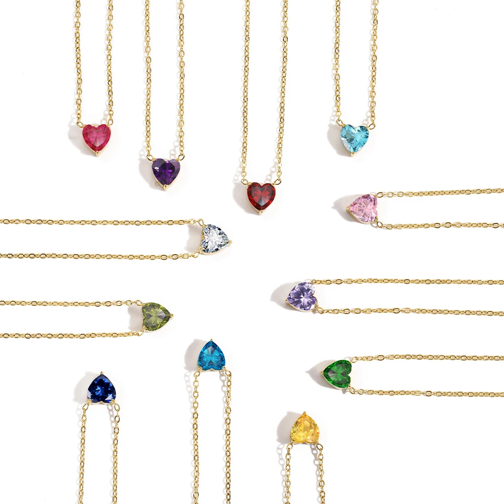 Minimalist Heart Birthstone Necklace 5