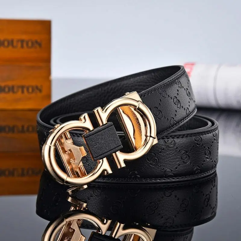 

Belts Men width 3.4cm Luxury Brand Designer Fashion Automatic Buckle Genuine Leather Men's Jeans High Quality Waist Male Strap