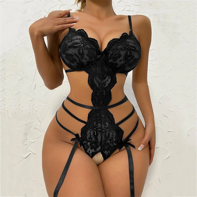 Black Erotic Play - Porn Sexy Lingerie Open Crotch Bodysuit Women Bandage Babydoll Dress Role  Play Teddies Sex Cosplay Costumes Erotic Garter Set - AliExpress