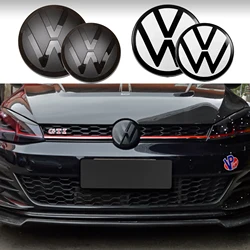 1set Car Front Grill Badges Rear Trunk Emblem Lid Covers Logo Sticker Black white For VW POLO 13-16 17-20 21-23 Auto Accessories