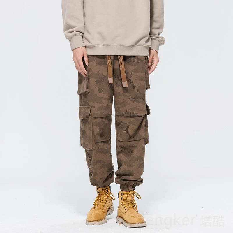 Spring Autumn Harun work trousers men's plus size trend loose drawstring pants sports camouflage trousers 7XL 8XL cargo pants 4