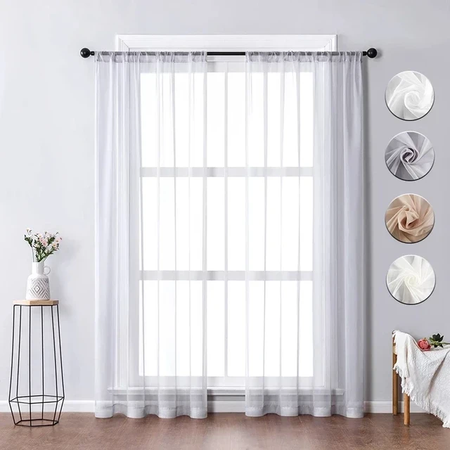 BILEEHOME-cortinas transparentes blancas modernas para sala de estar,  cortina de gasa de lujo para dormitorio