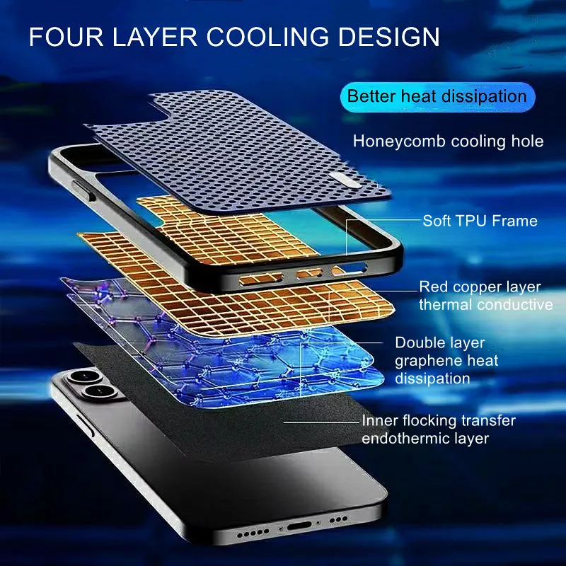Magsafe Graphene Heat Dissipation Case For iPhone 13 Pro Max Case Shockproof Breathable Cooling Hard PC Cover For iPhone 13 Pro