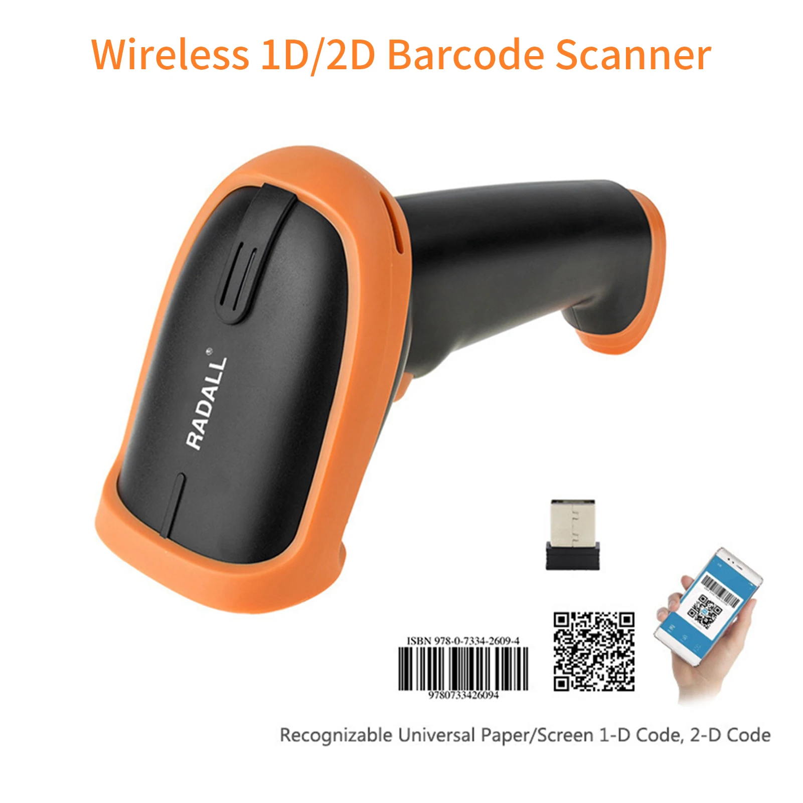 skrskr 2D-Barcode-Scanner Handheld USB-Kabel-Barcode-Leser Manueller Auslöser/automatisches kontinuierliches Scannen Unterstützung Papiercode Kompatibel mit Windows Android 