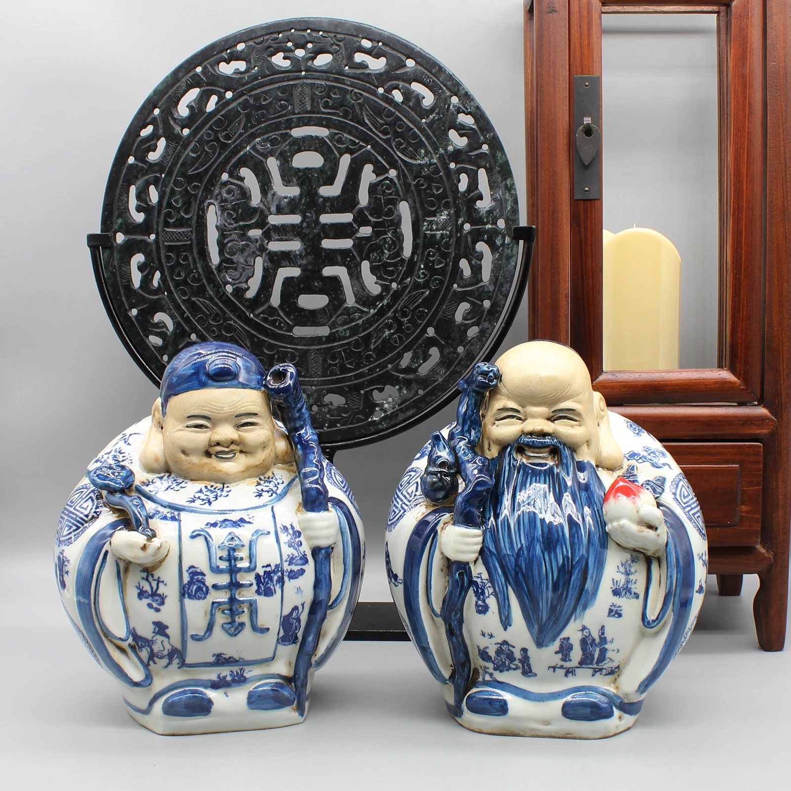 장수 동상, 긴 수명, 세라믹 인형, 가정 장식
