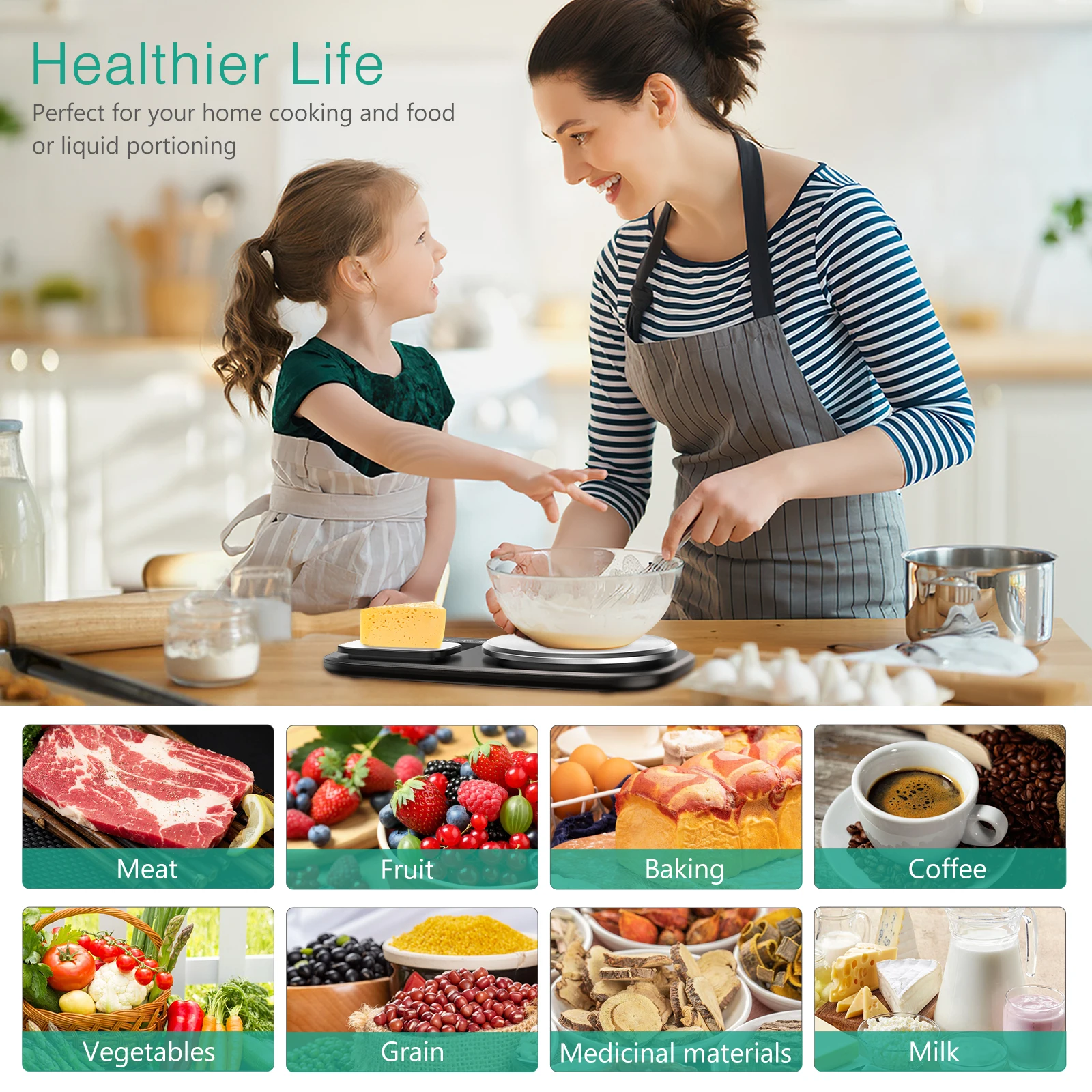 Description Picture 5 of item10Kg 1g Kitchen Scale With Double Pan Electronic Digital Coffees Scale 1Kg Multi-function Food Scale Measures Tool