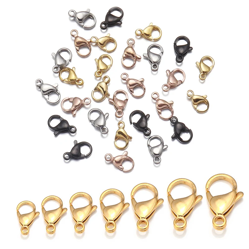 25pcs/lot Stainless Steel Lobster Claw Clasps for DIY Jewelry Making Findings 