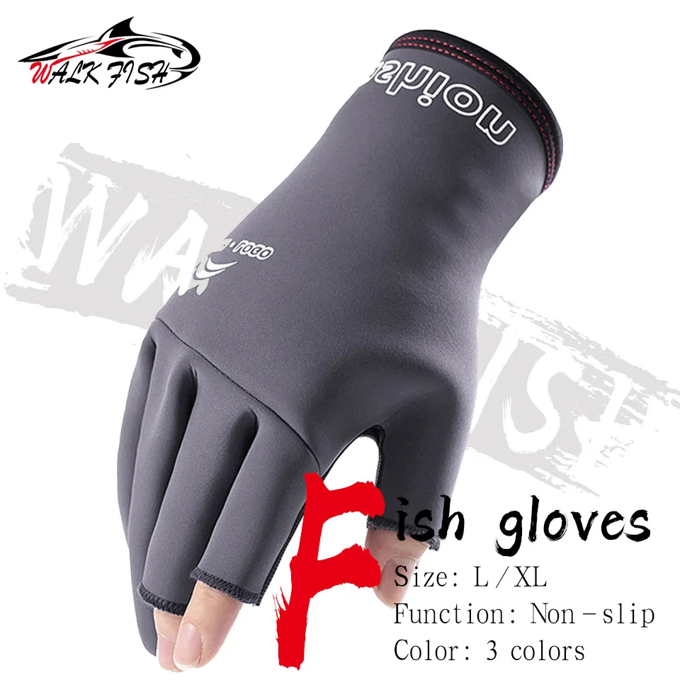 WALK FISH 1 쌍 새로운 겨울 스포츠 핑거리스 낚시 장갑 따뜻한 반 손가락 미끄럼 방지 방수 자전거 사이클링 낚시 장갑