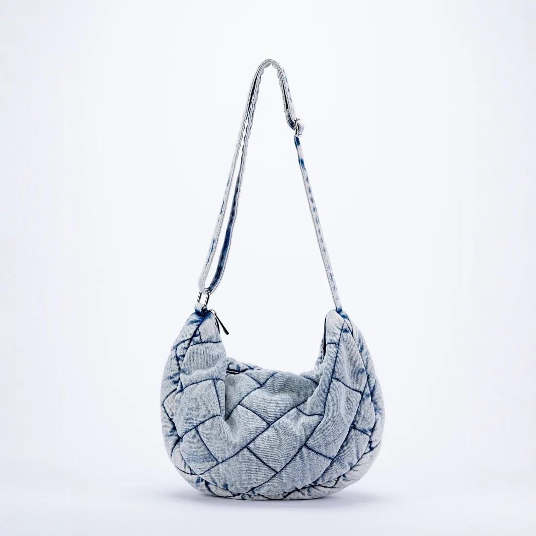 Vintage Denim Shoulder Bag Women's Large Capacity Messenger Bag Multi-pockets Satchel Bags Adjustable Strap Ladies Crossbody Bag