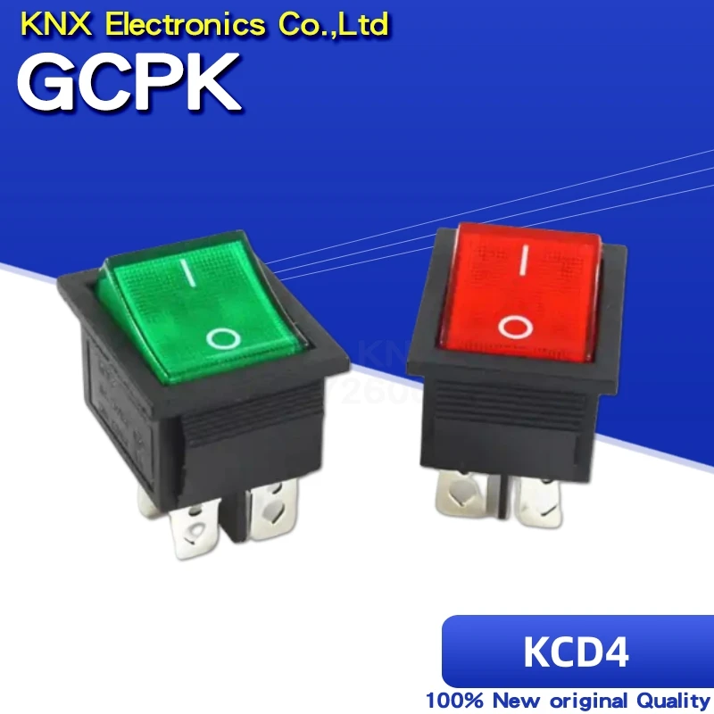 1 шт./партия, переключатель питания KCD4 4pin с подсветкой 25x31 мм 20a 125 В переменного тока 16a 250 В переменного тока 25x31 25*31