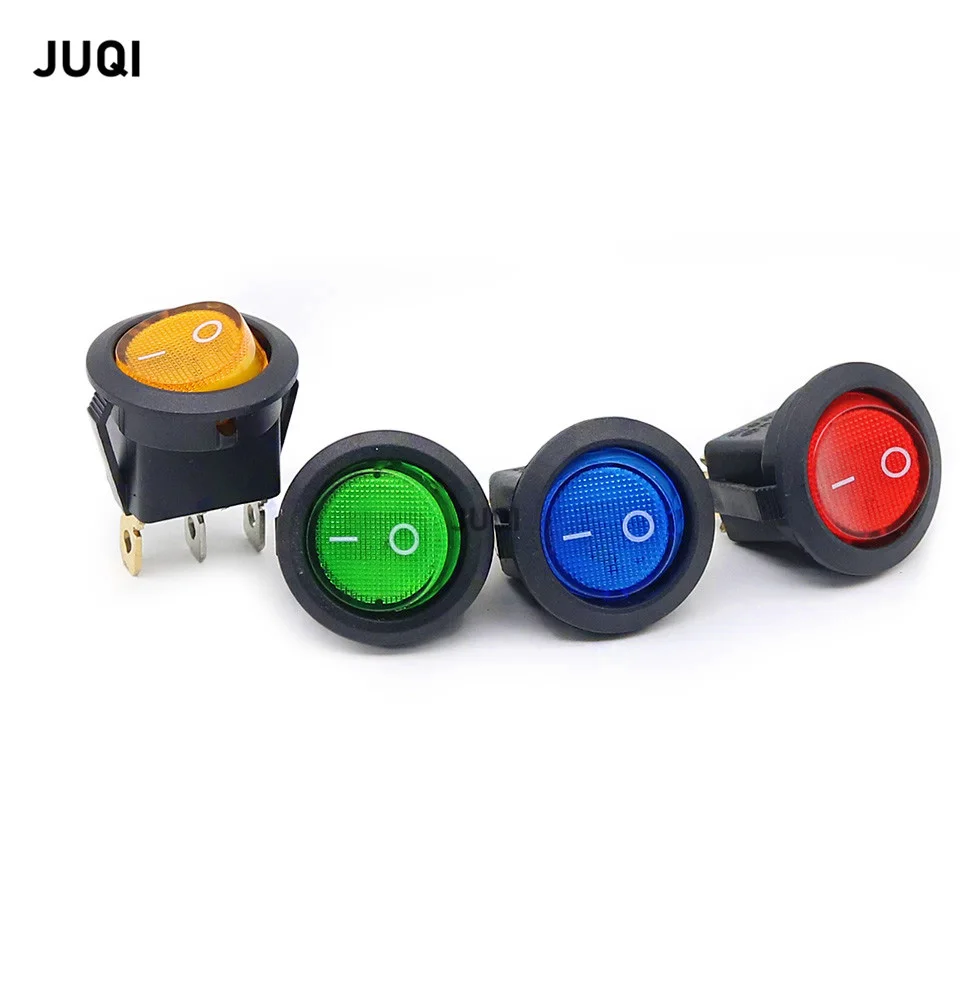 12V/220V Led Switch 4Pcs 16A 3pin Round Rocker KCD1