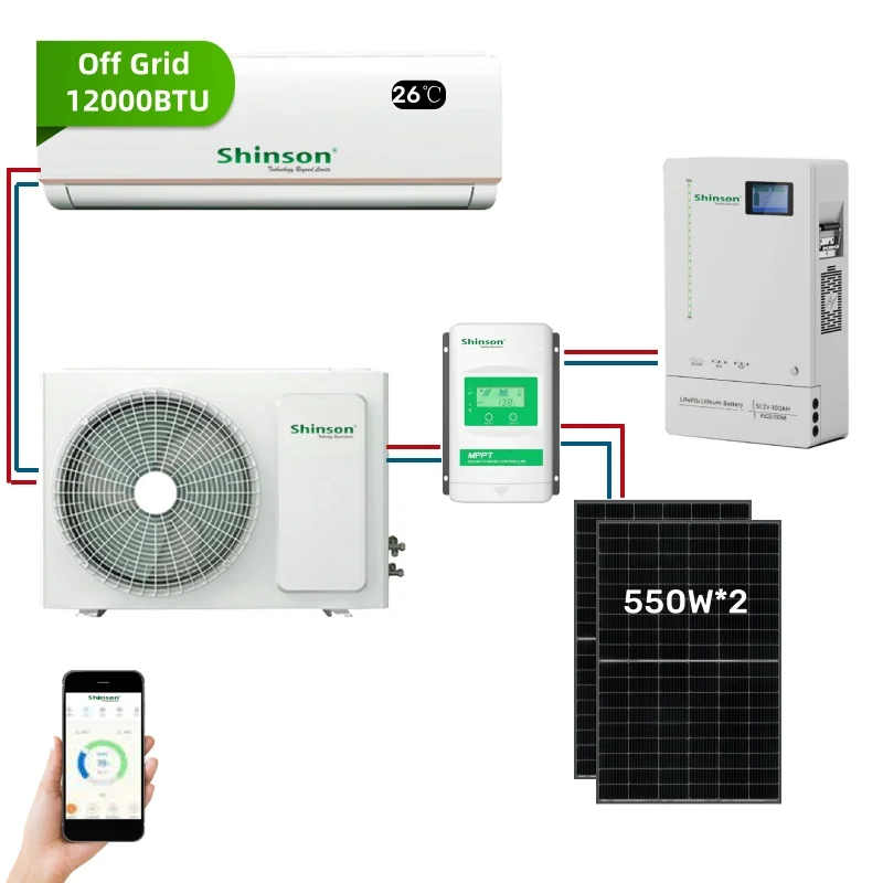 Power Saving GMCC Compressor 12000BTU Off Grid Split DC48V Solar Air Conditioner With R32 Eco-friendly Refrigerant