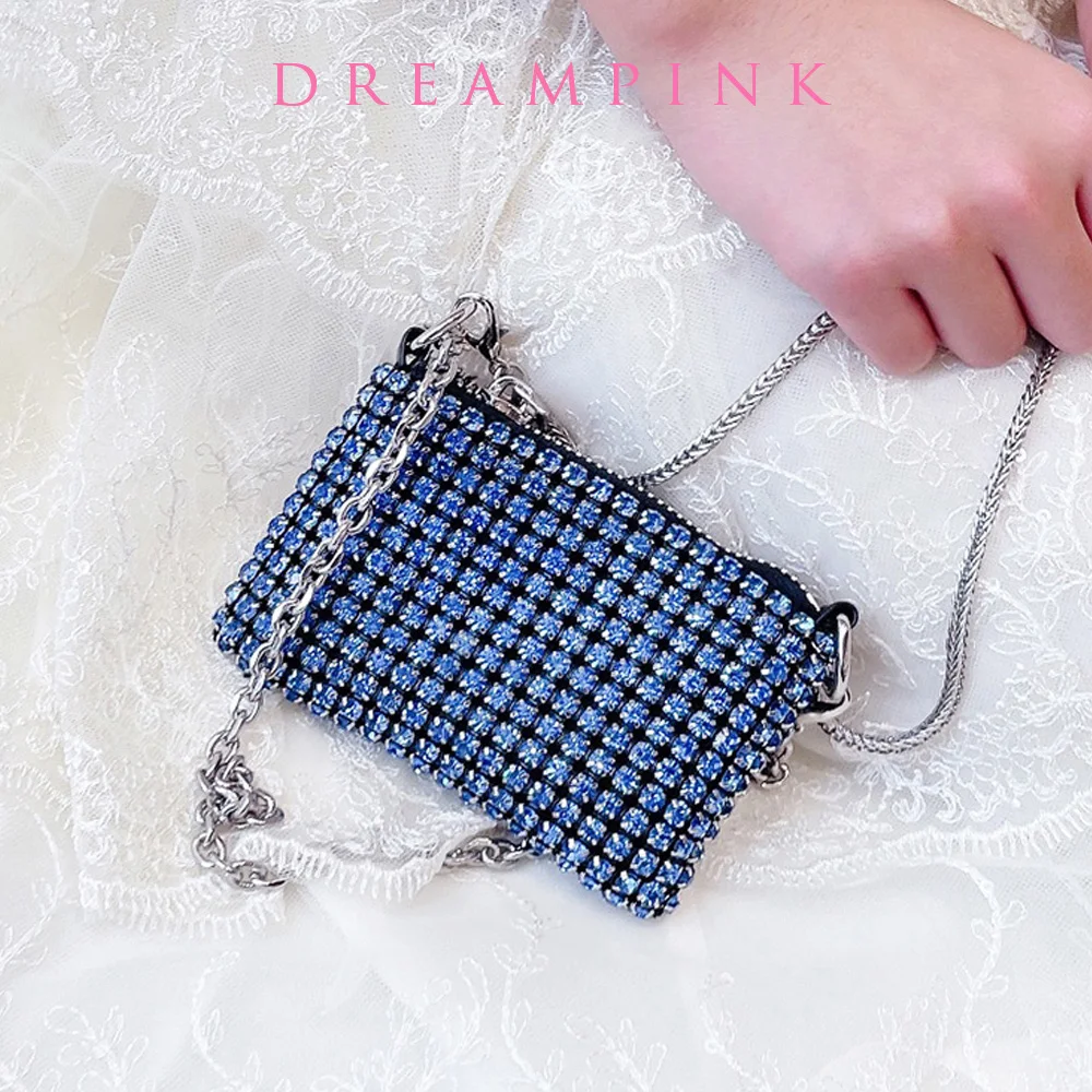 Bling Crystal Diamond Mini Crossbody Bag Sparkling Rhinestones Party Women Evening Clutch Bag Luxury Lady Chain