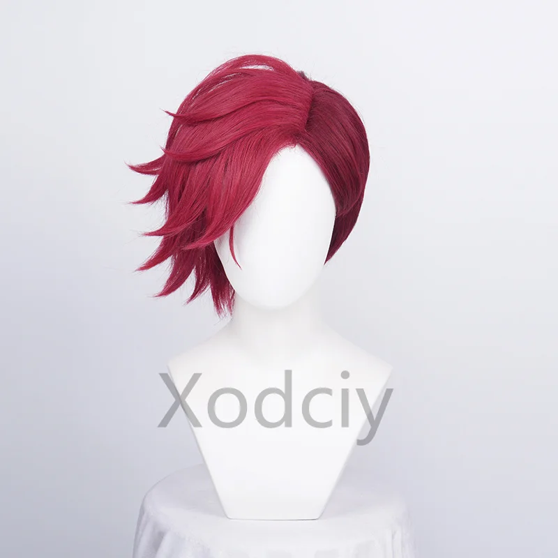 Gra Lol Arcane Vi Peruka Do Cosplay Vi 30Cm Głęboka Róża Krótkie Żaroodporne Włosy Syntetyczne Kobieta I Mężczyzna Do Odgrywania Ról Peruki + Czapka Z