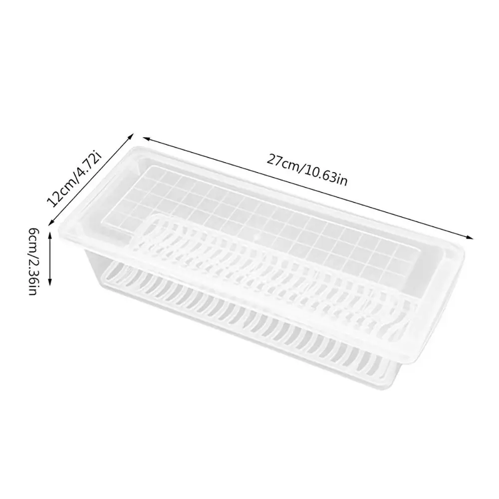 Refrigerator Frozen Fish Drain Crisper Kitchen Sorting Storage Box Food Grade PP Rectangular Refrigerator Box with Lid Organizer