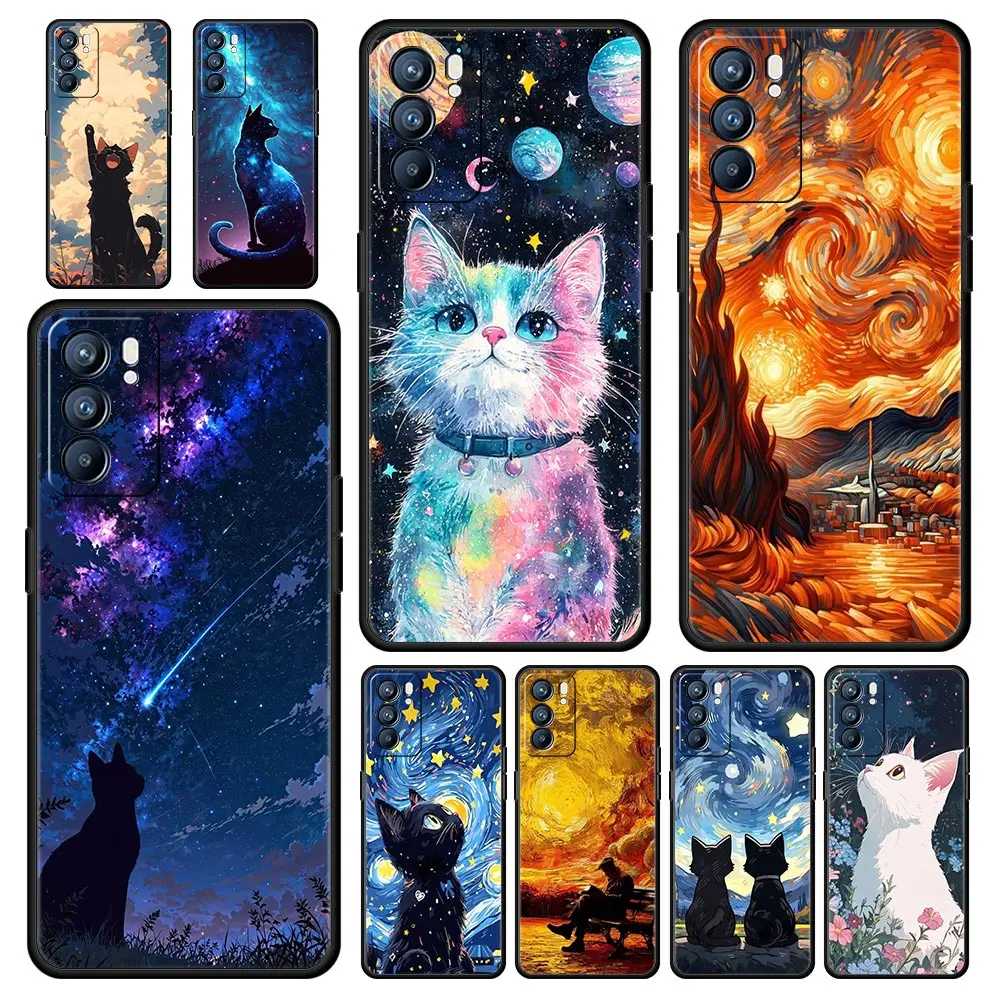 Cat Van Gogh Starry Sky Art Phone Case Cover