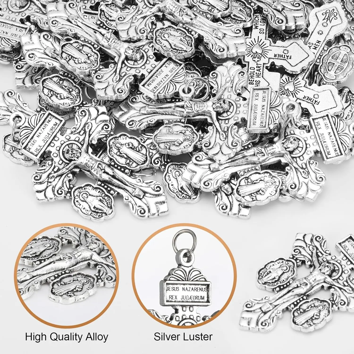 30Pcs/Lot Catholic Pardon Crucifix Charms Forgiveness Cross Pendants for Rosaries Jewelry Making DIY Charms Crafts Supplies 3