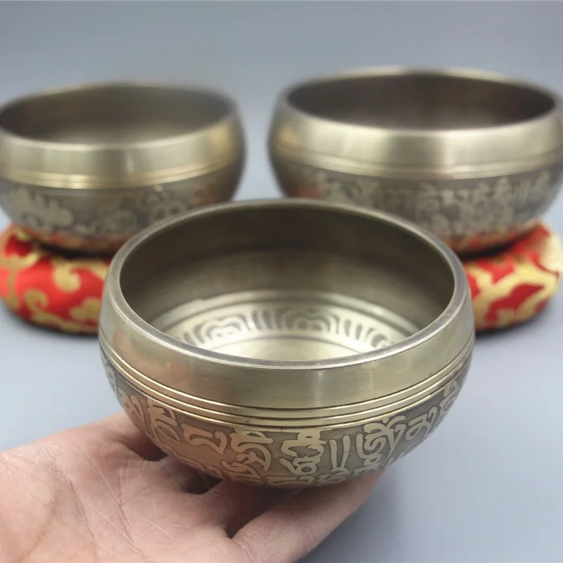 

Professional chanting bowl Buddhist bowl Nepal Handmade Brass yoga products spa sound therapy bowl to Scripture bowl ornament