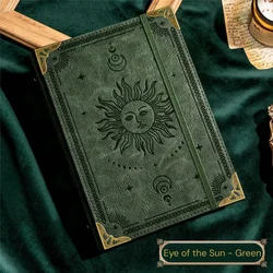 Vintage Leather Tree of Life Spell Book Planner with Refillable Pages (Sun - green)