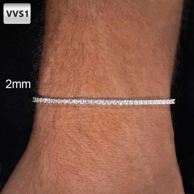 Bracelet tennis Nuoya 2 mm en moissanite, laiton plaqué or 18 carats, diamant de laboratoire VVS avec certificat GRA, pour hommes et femmes, vente en gros 1
