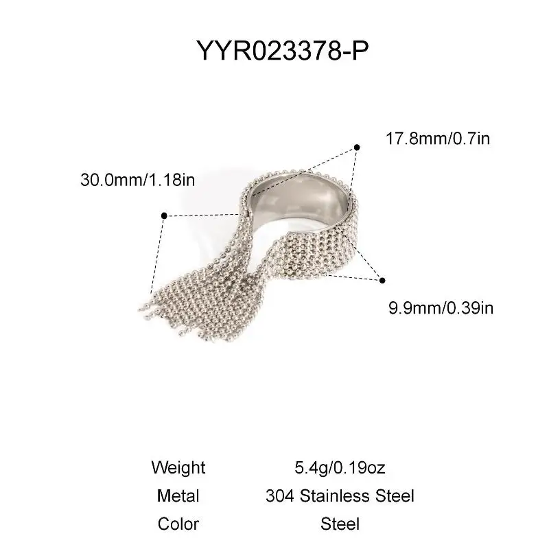 【MAX-22】Luxury Tassel Ring Stainless Steel Chain Tassel Ring Adjustable High-quality Charming Fashionable Jewelry