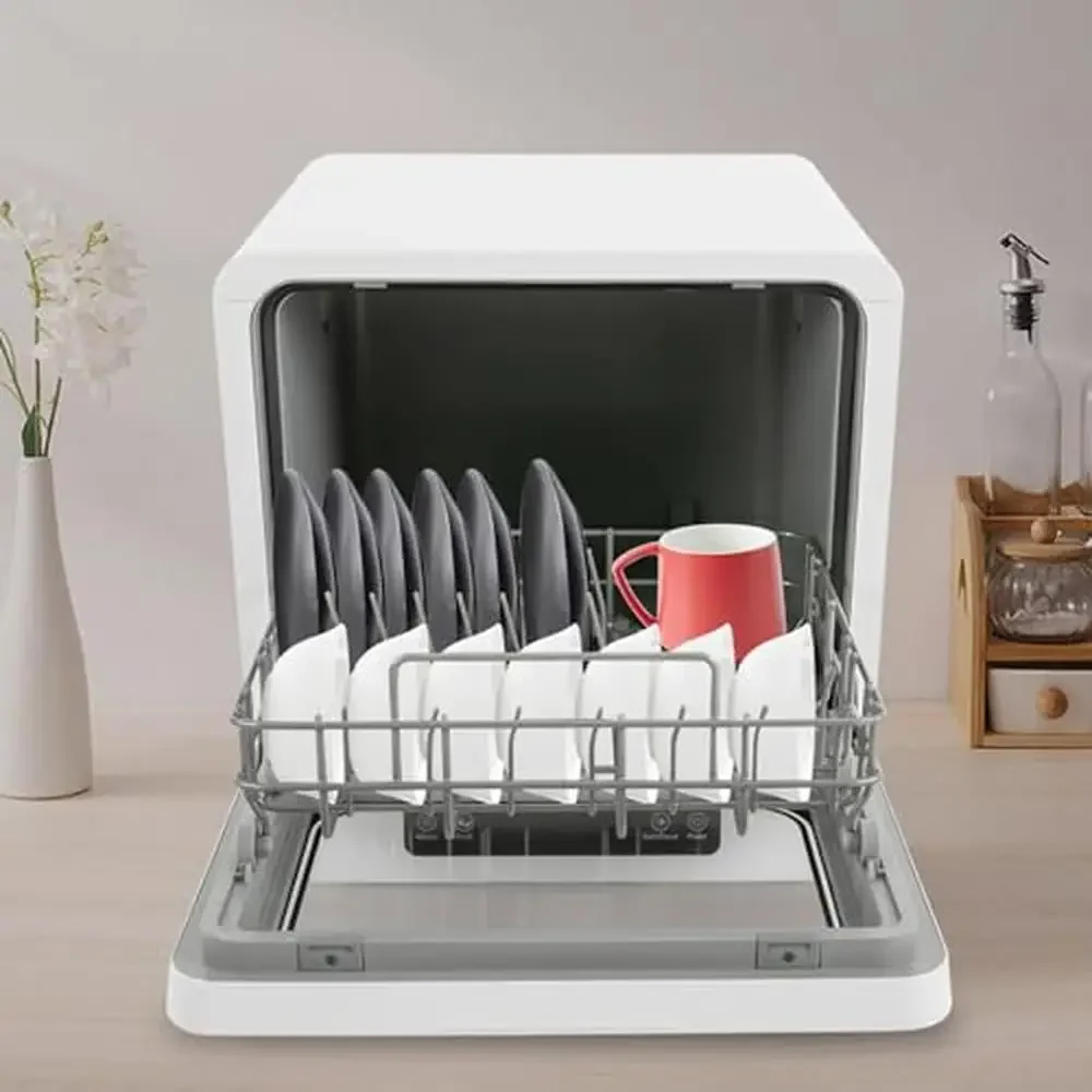4.8L Portable Mini Dishwasher 110V Compact Countertop Dishwasher Deep Clean Efficient Operation Eco-friendly White 3