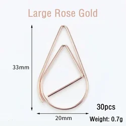 Mini Heart Paper Clips - Gold & Rose Gold Binder Accessories Set (30/50 pcs) (Large Rose Gold 30pc)