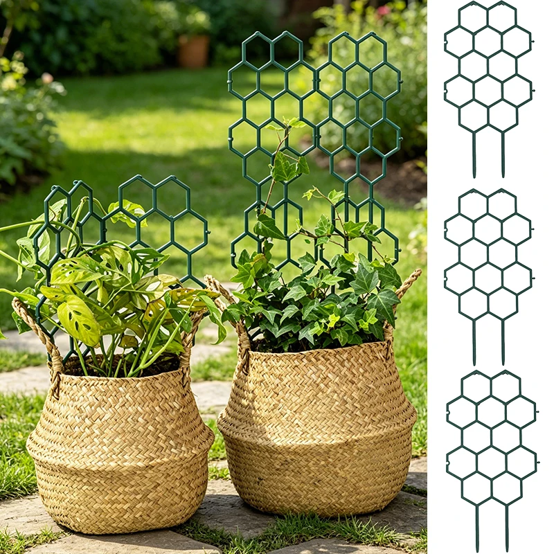 Wabenförmiges Pflanzengestell aus Kunststoff, Kletterhilfe für drinnen und draußen, Gartenstütze für Topfpflanzen, Ranken und Blumenwachstum
