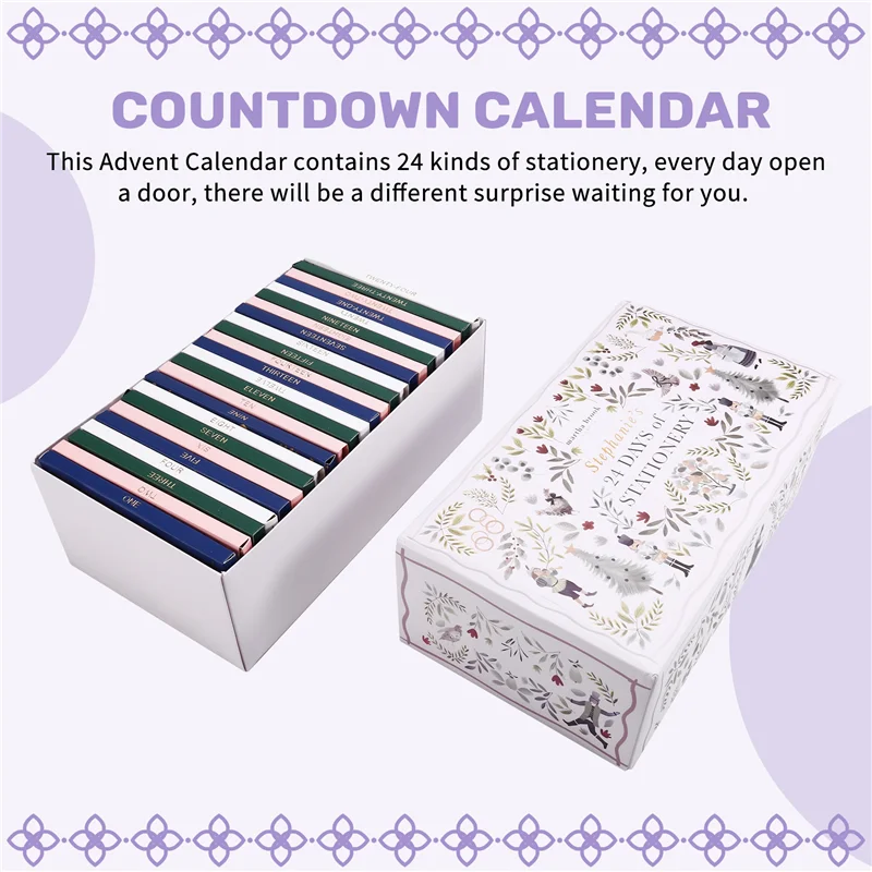 Calendario De Adviento Navideño - Cuenta Atrás 24 Días Con Diseño De Bosque Invernal, Incluye Sorpresas De Papelería