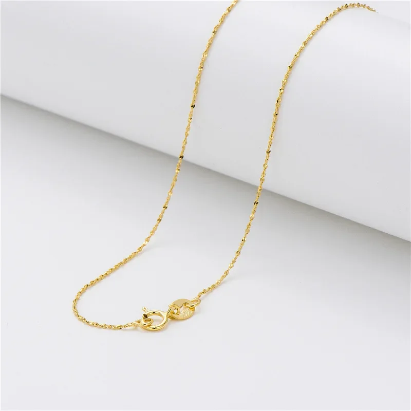 TrustDavis Genuine 925 Sterling Silver Gold Water-wave Snake Box Beads Chain For Woman 40/45cm Chain Necklace Accessories DC23 - Image 5