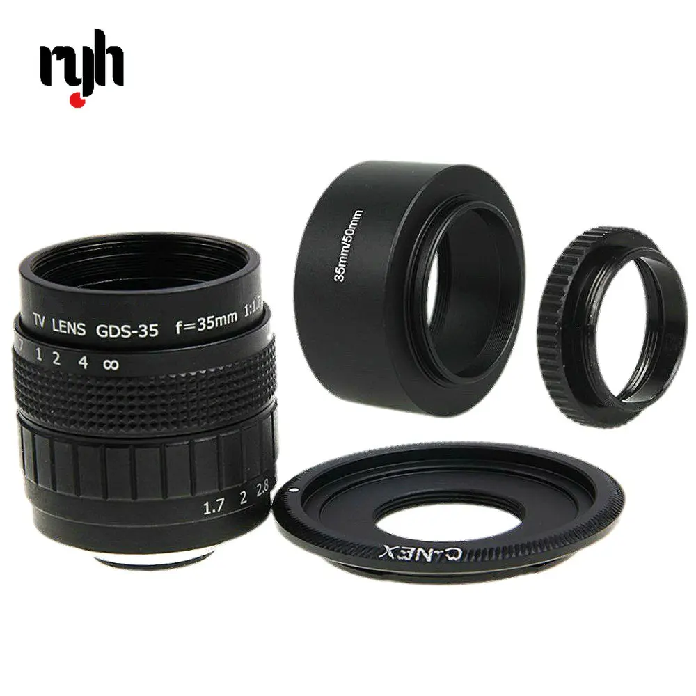 

35mm F1.7 CCTV Movie lens+C-NEX Mount+Lens Hood+Macro Ring for SONY E Mount A6500 A6300 A6000 NEX6 NEX7 NEX3 NEX5 NEX5T 35F17