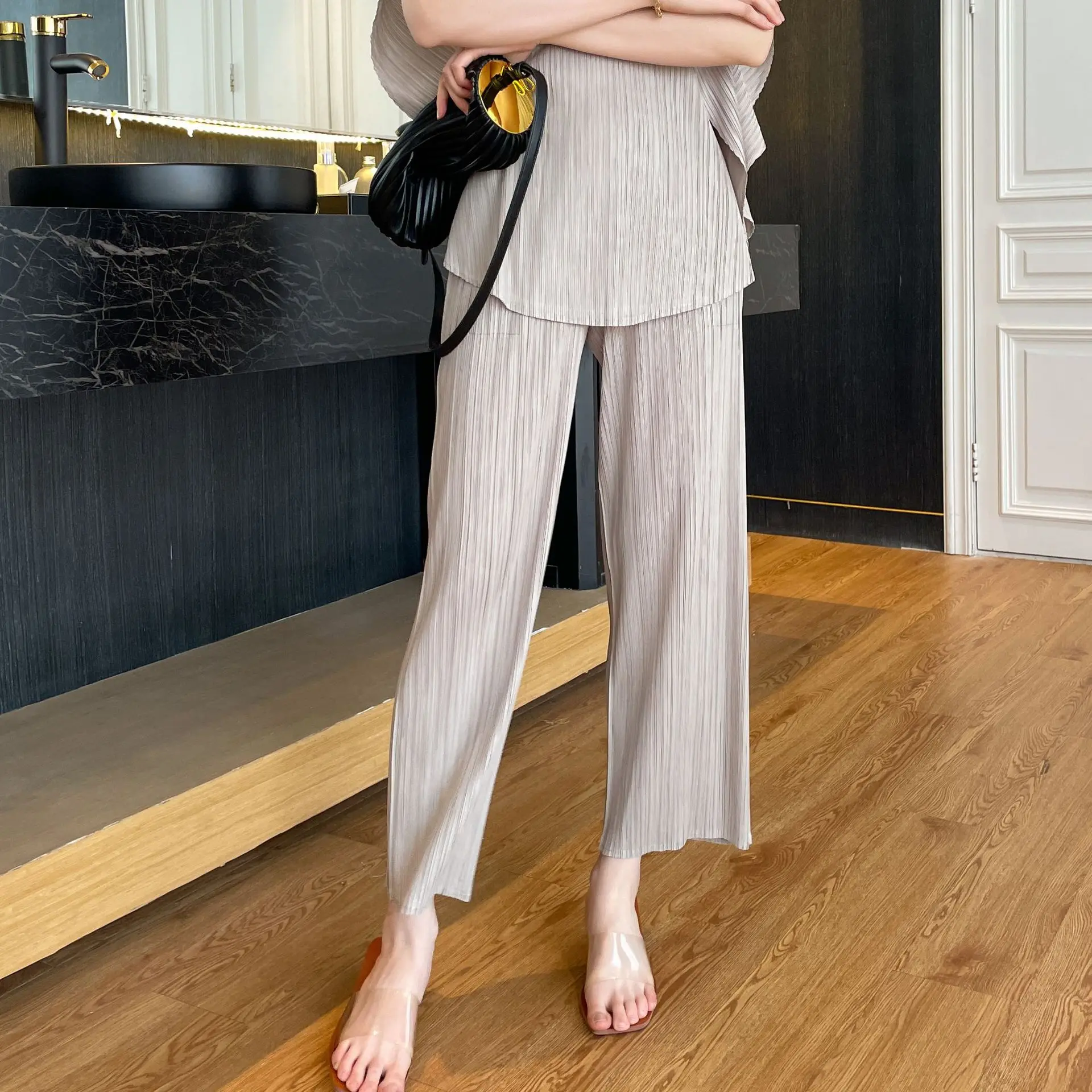 

Minimalism Trousers Oversize Summer/Spring/Autumn Pleated Casual Women Pants