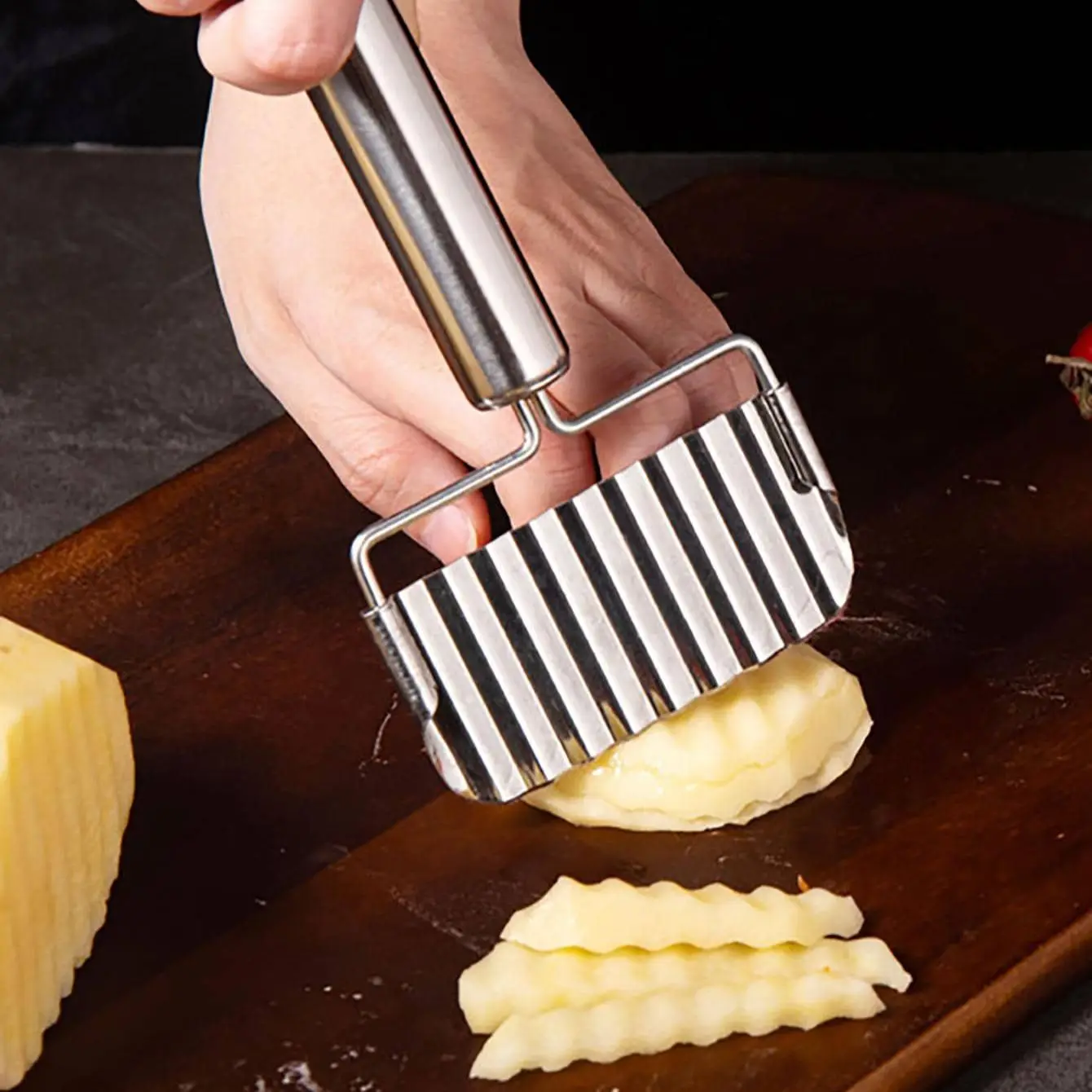 1PC-Stainless Steel Spike Potato Cutting Multifunctional Home Kitchen Vegetable Cutter French Fries Wave Knife Fancy Slicer