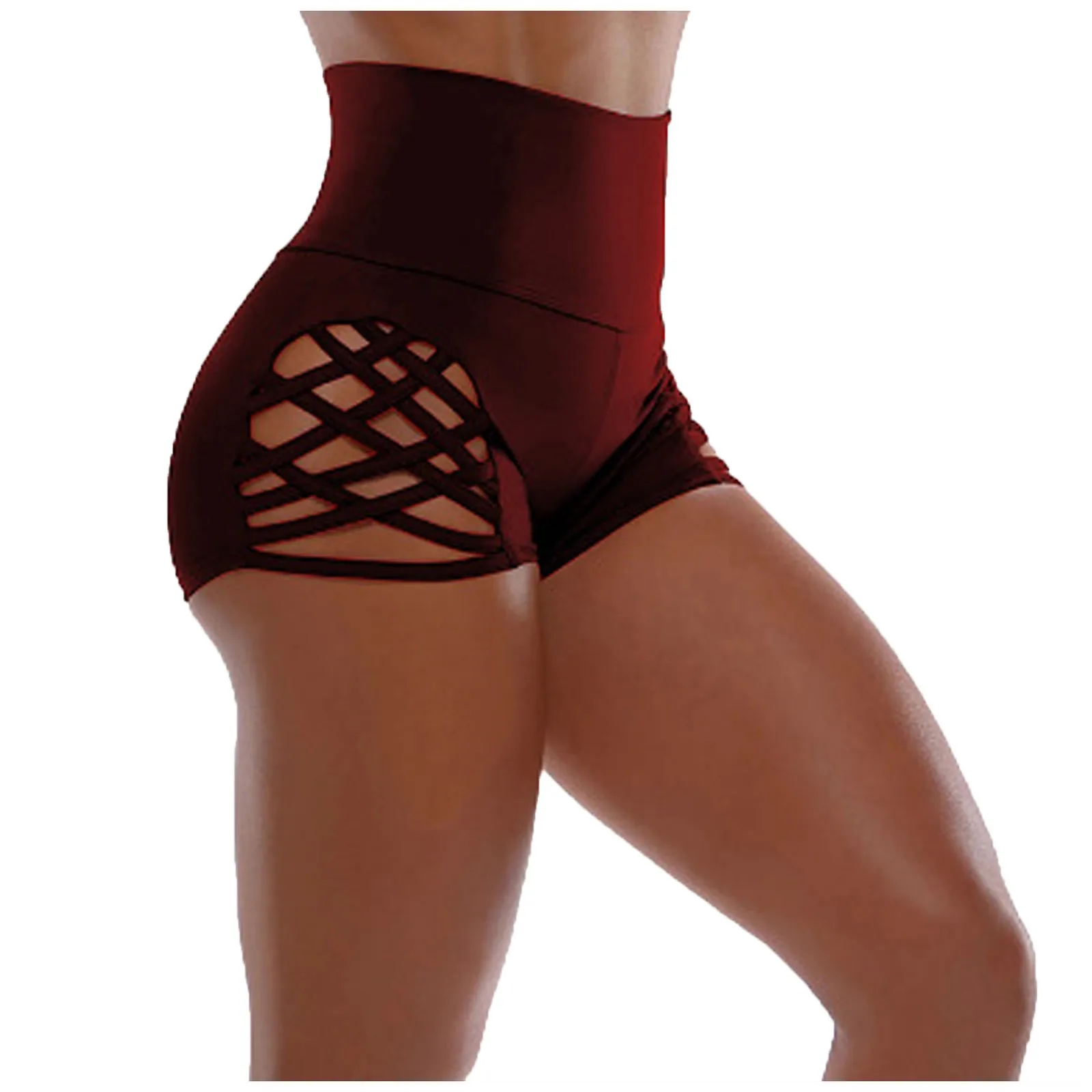 

Buttocks Solid Color Bandage Shorts Sweatpants Women'S High Waist Yoga Pants