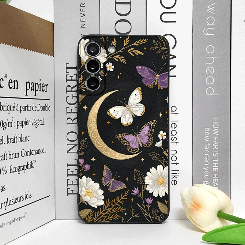 Aesthetic Moon Butterfly Flower Frosted Soft Phone Case