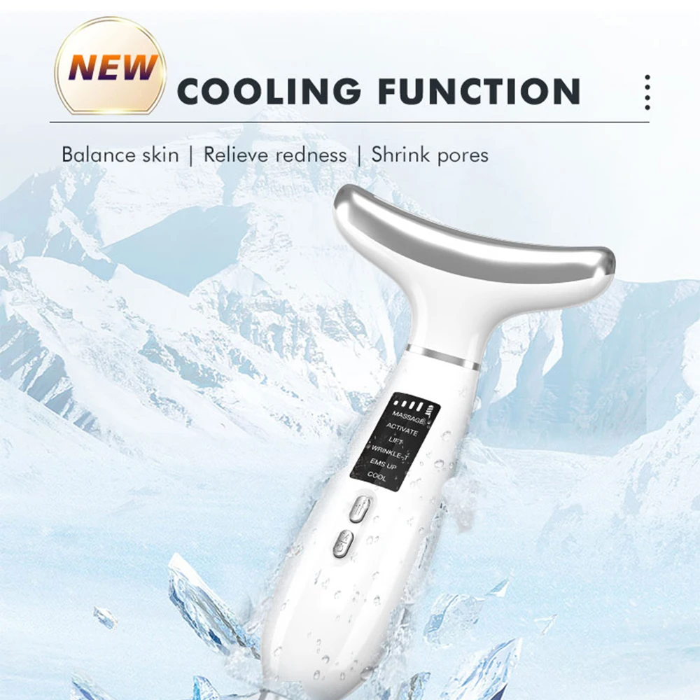 Ice Compress Neck Face Lifting Beauty Apparatus 4 Color EMS Facial Lifting Massager