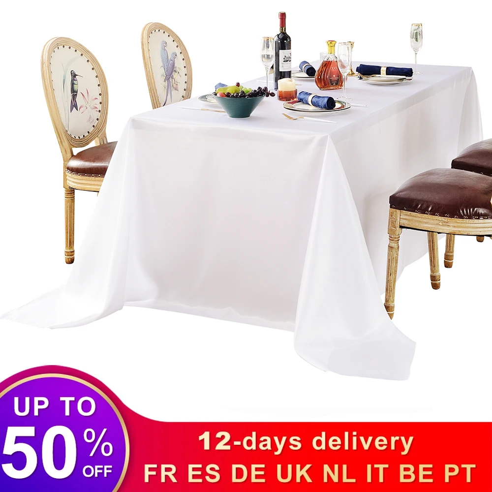 WhiteWeddingTableClothSatinTableCoverforEventHotelBirthday