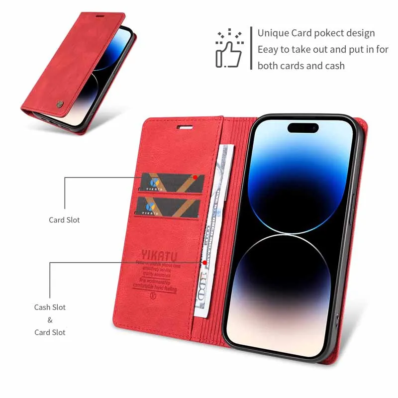 Leather Flip Wallet Cover - Elegant Design