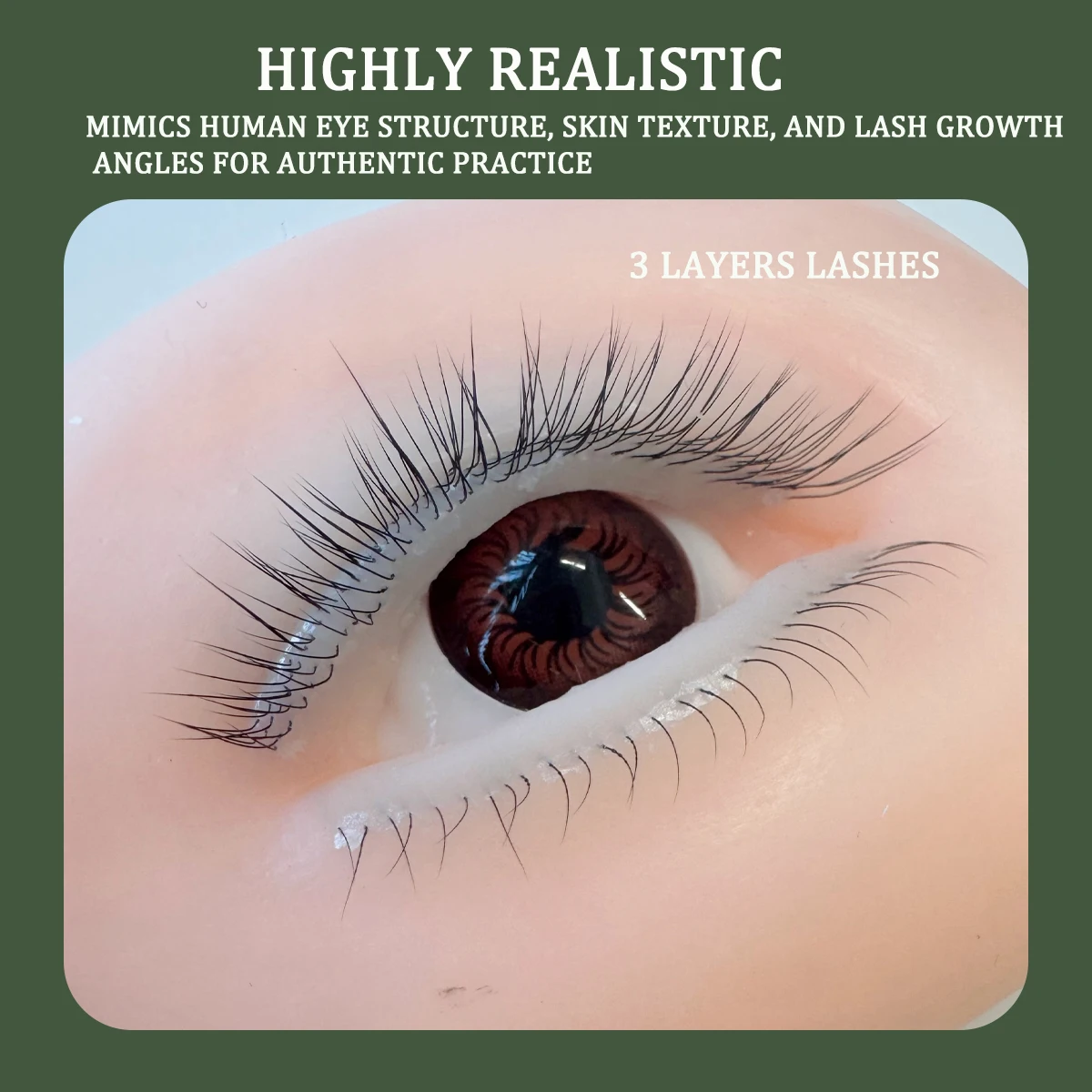 3D-Schaufensterpuppe für falsche Wimpern, flacher Puppenkopf, wiederverwendbares Silikon-Übungswerkzeug für Wimpernkünstler, Wimperntransplantation, Trainingsschaufensterpuppen-Augen – Detail 2