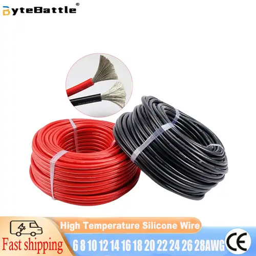 High Temperature Resistant Ultra Soft Silicon Wire 6 8 10 12 14 16 18 20 22 24 26 28AWG Red Black Cable