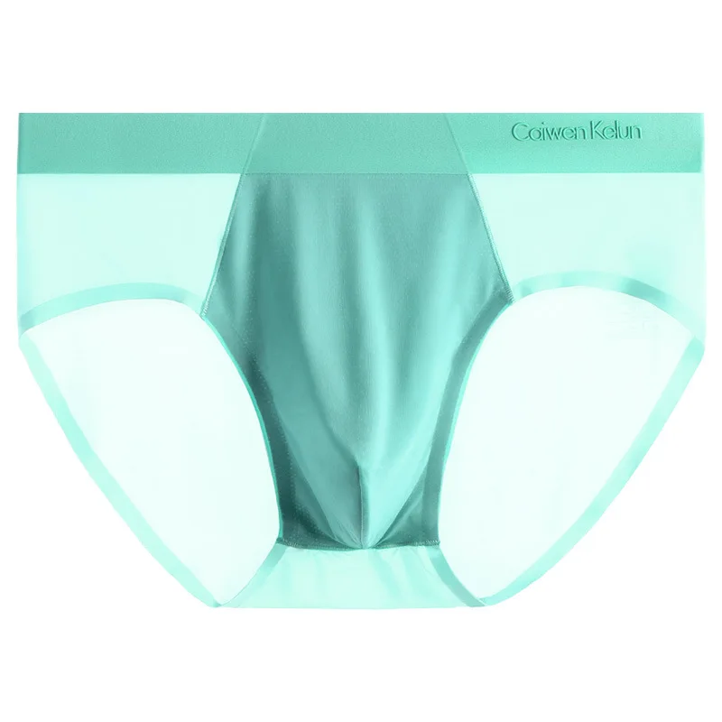 New men's briefs ice silk traceless breathable ultra-thin sexy antibacterial medium waist solid color underwear men