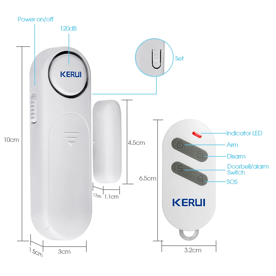 KERUI 120dB 창/도어 센서 알람 어린이를위한 무선 300ft 원격 제어 캐비닛 안전 홈 보안 스마트 도난 방지 D121