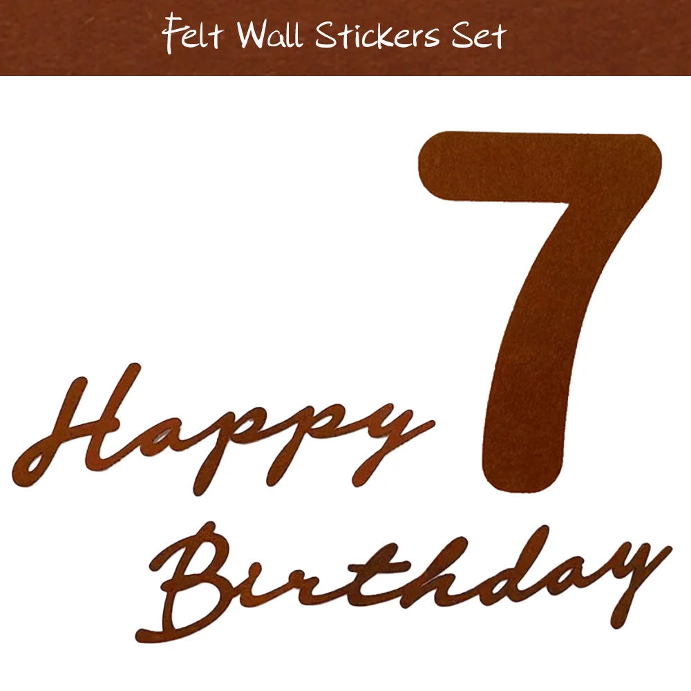 Ins Style Kaffeefarbe 0-9 Zahlen Filz Wandaufkleber Alles Gute zum Geburtstag Hut Flagbanner Ballon Babyparty Kindergeburtstag Party Dekor – Detail 16