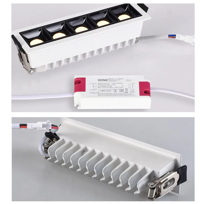 Frameless Indoor Recessed Downlight AC110-240V LED Linear Bar Lamp Aluminum Ceiling Light Long Strip Corridor Bedroom Decor 92Ra
