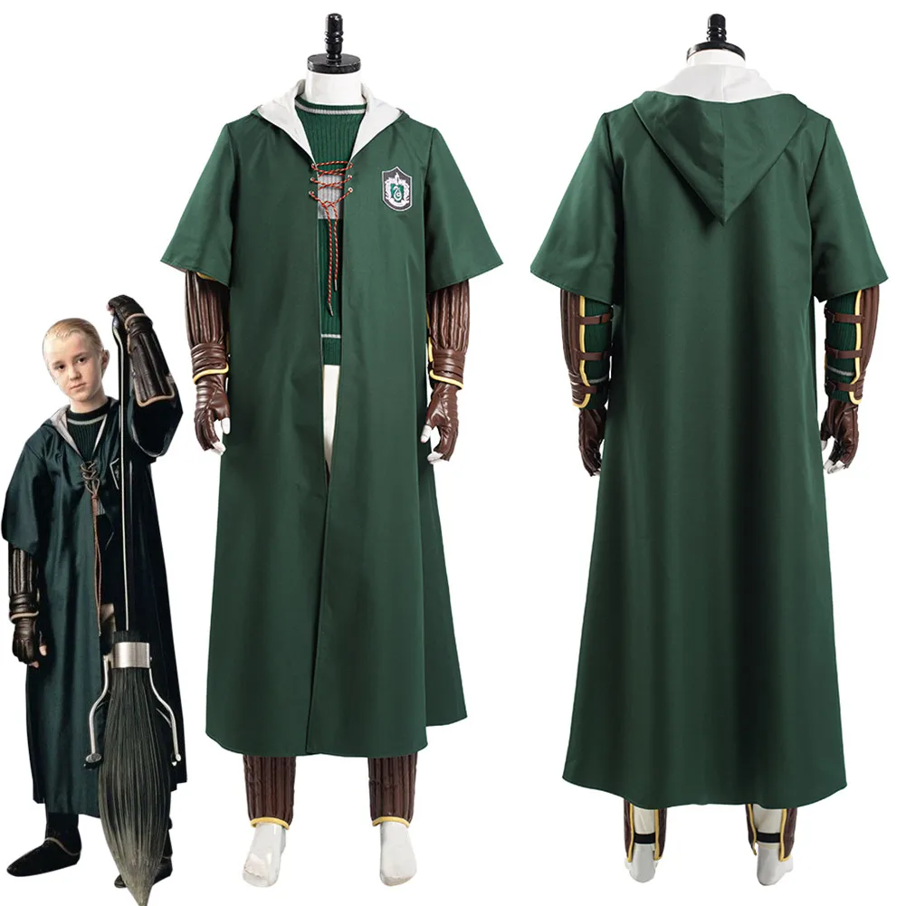 Slytherin Green Quidditch Cosplay Costume Magic School Uniform Outfits Adult Man Halloween Carnival Party Role Play Suits